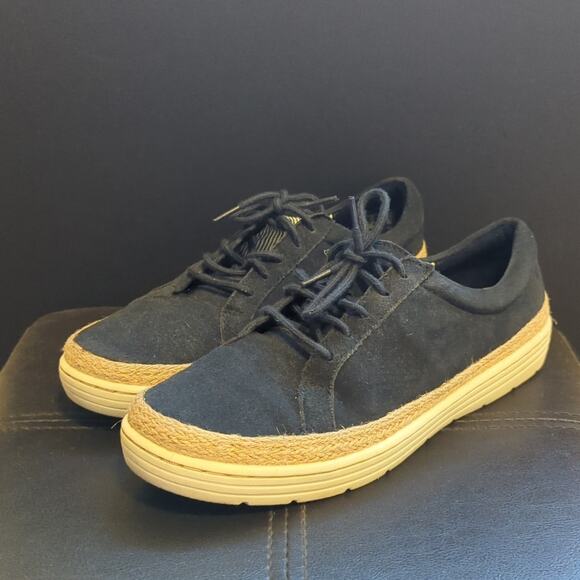 Clarks Navy Suede Marie Mist Espadrille Comfort Lace Up Derby Sneaker - Picture 1 of 6